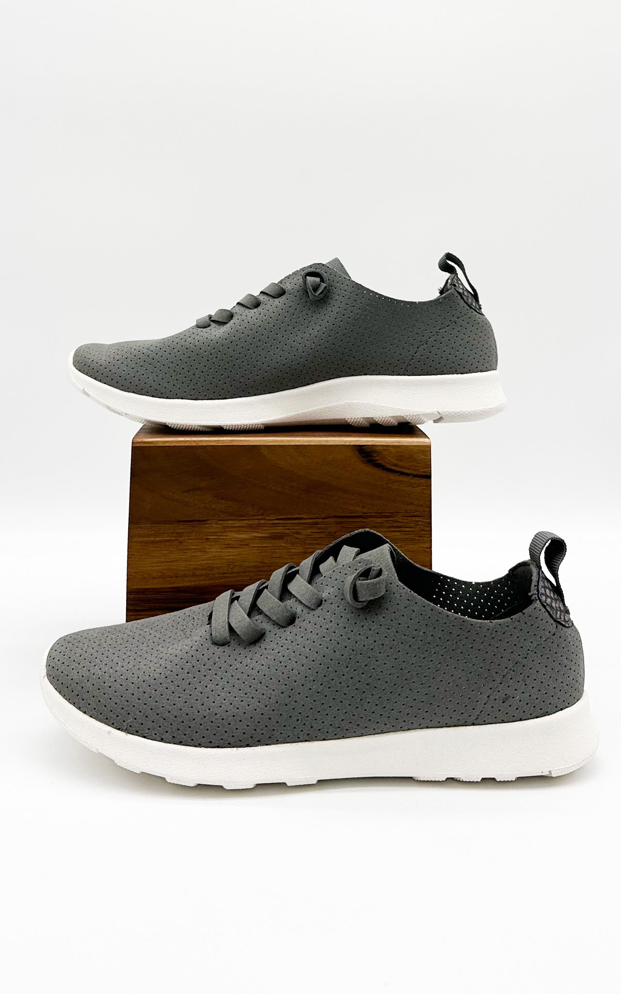 Mayo Grey Sneaker Casual Shoes Faux Suede Padded Insole Naughty Monkey